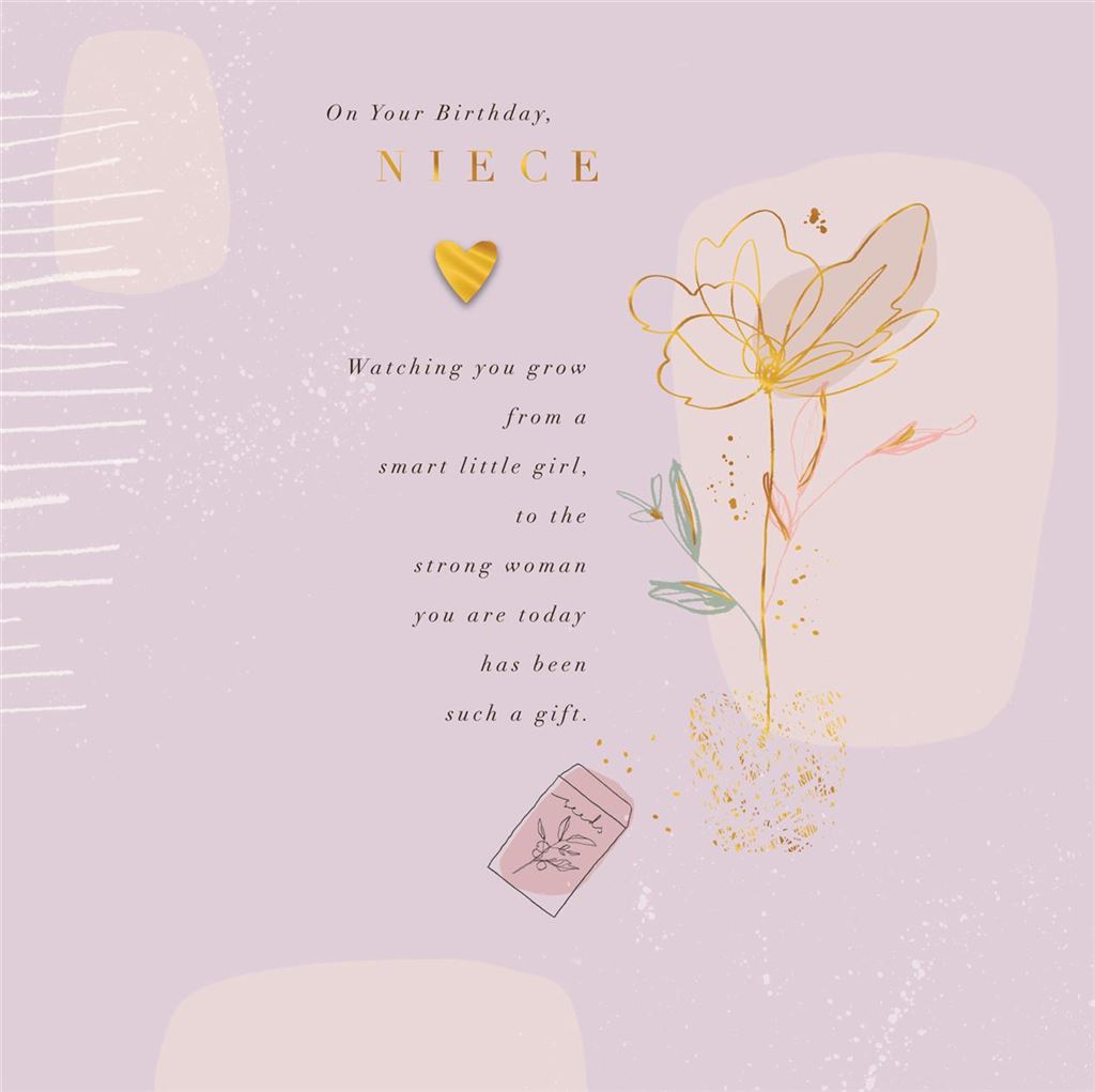 Birthday Card for Niece Contemporary Floral Design With Heartfelt Message