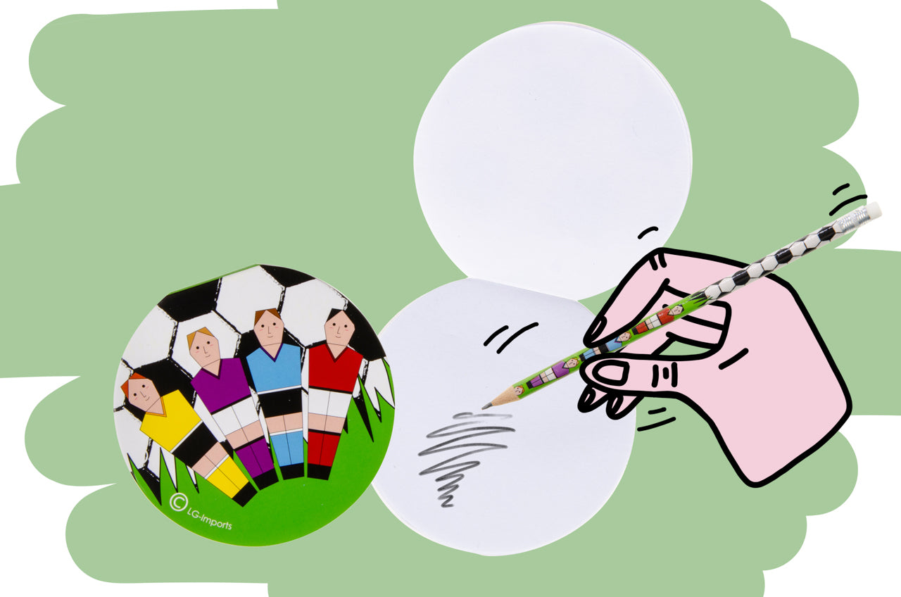 Box of 48 Round Football Theme Notebooks 8cm