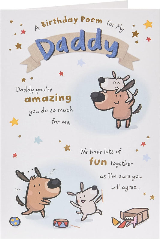 Funny Dog Design Daddy Birthday Card