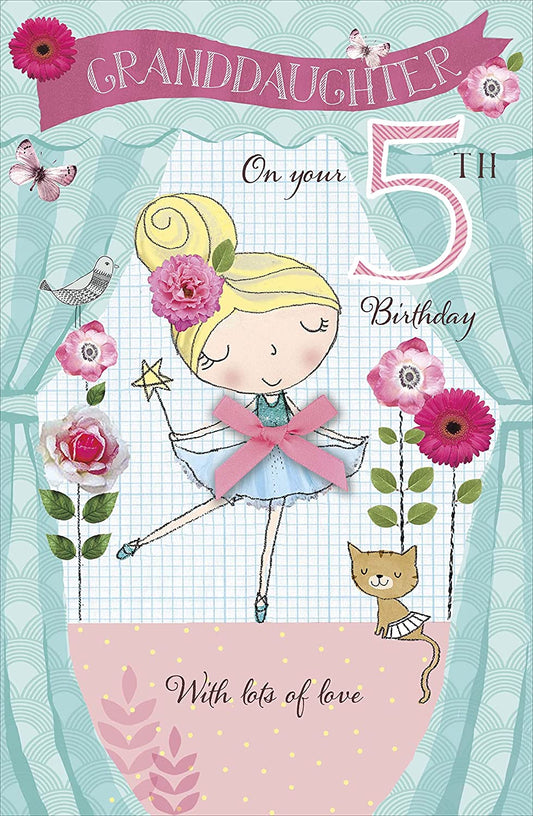 Bow Attachment Granddaughter 5th Birthday Card