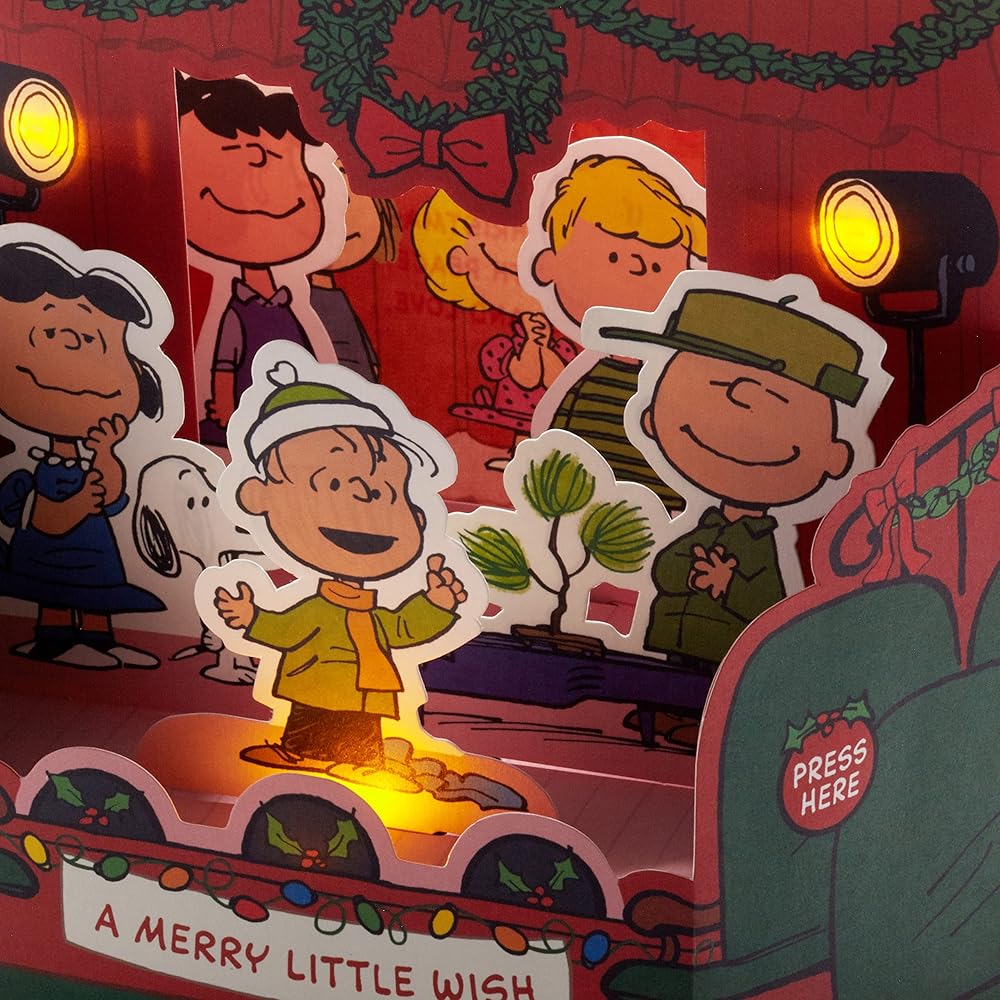Peanuts Comics Musical Light Up Pop Up 3D Christmas Card