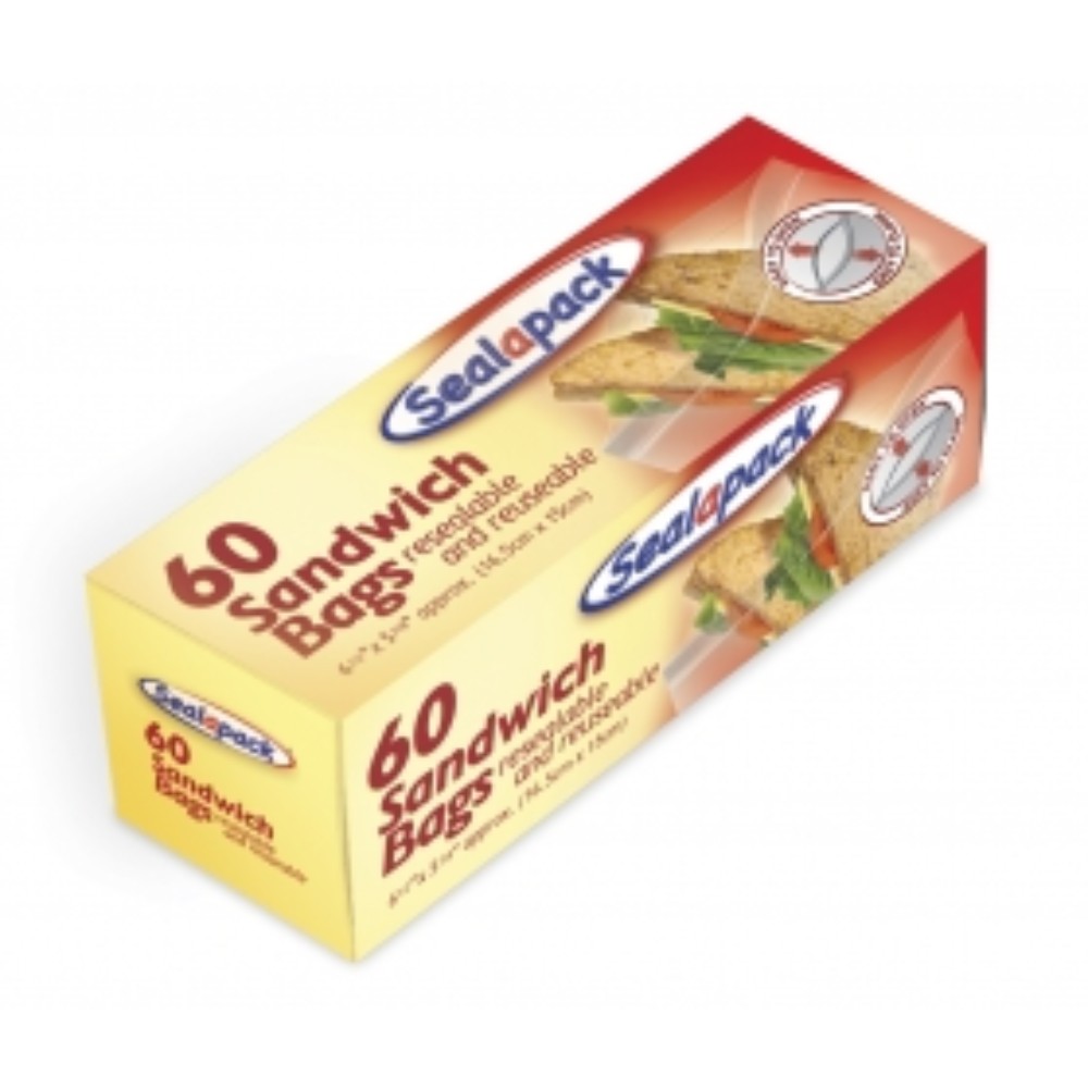 Resealable Sandwich Bags 165mm x 150mm Pack 60