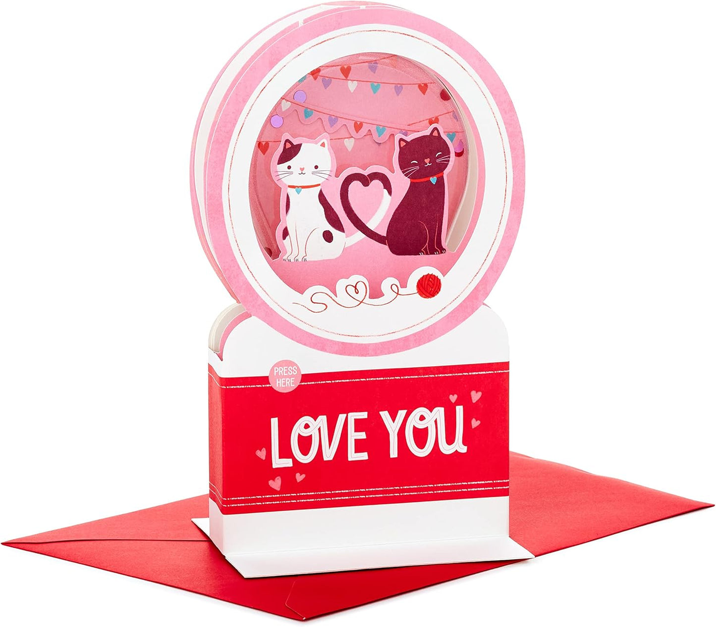 Musical Snow Globe Cats Design Pop Up Valentine's Day Card