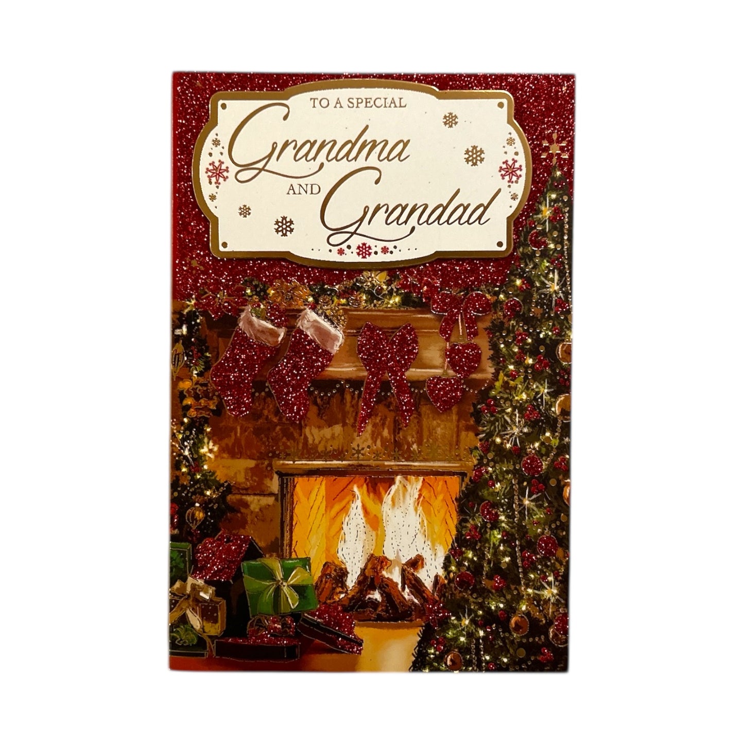 Cosy Fireplace Design To a Special Grandma and Grandad Christmas Card
