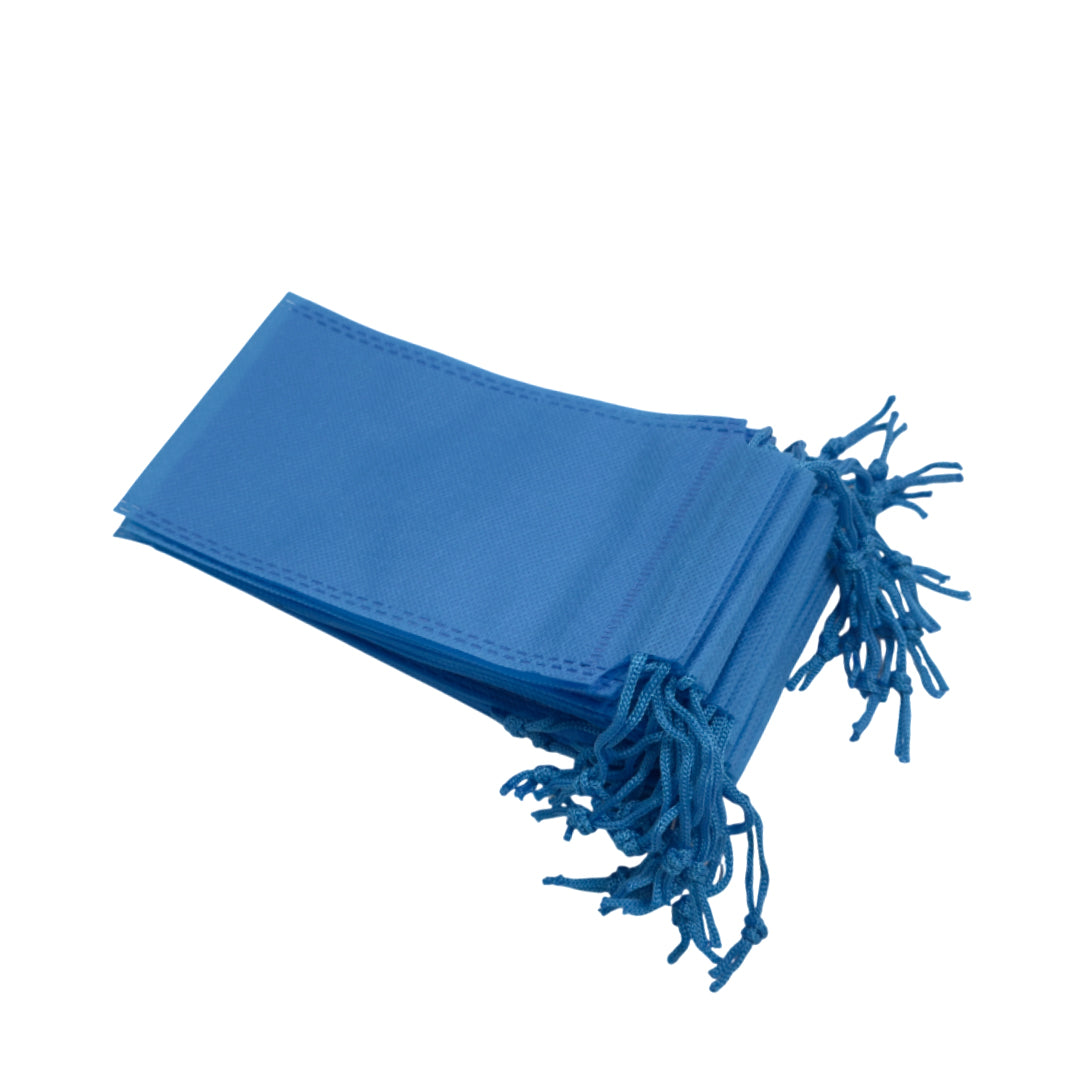 Pack of 50 Light Blue Coloured 19x10cm Non-Woven Drawstring Bags