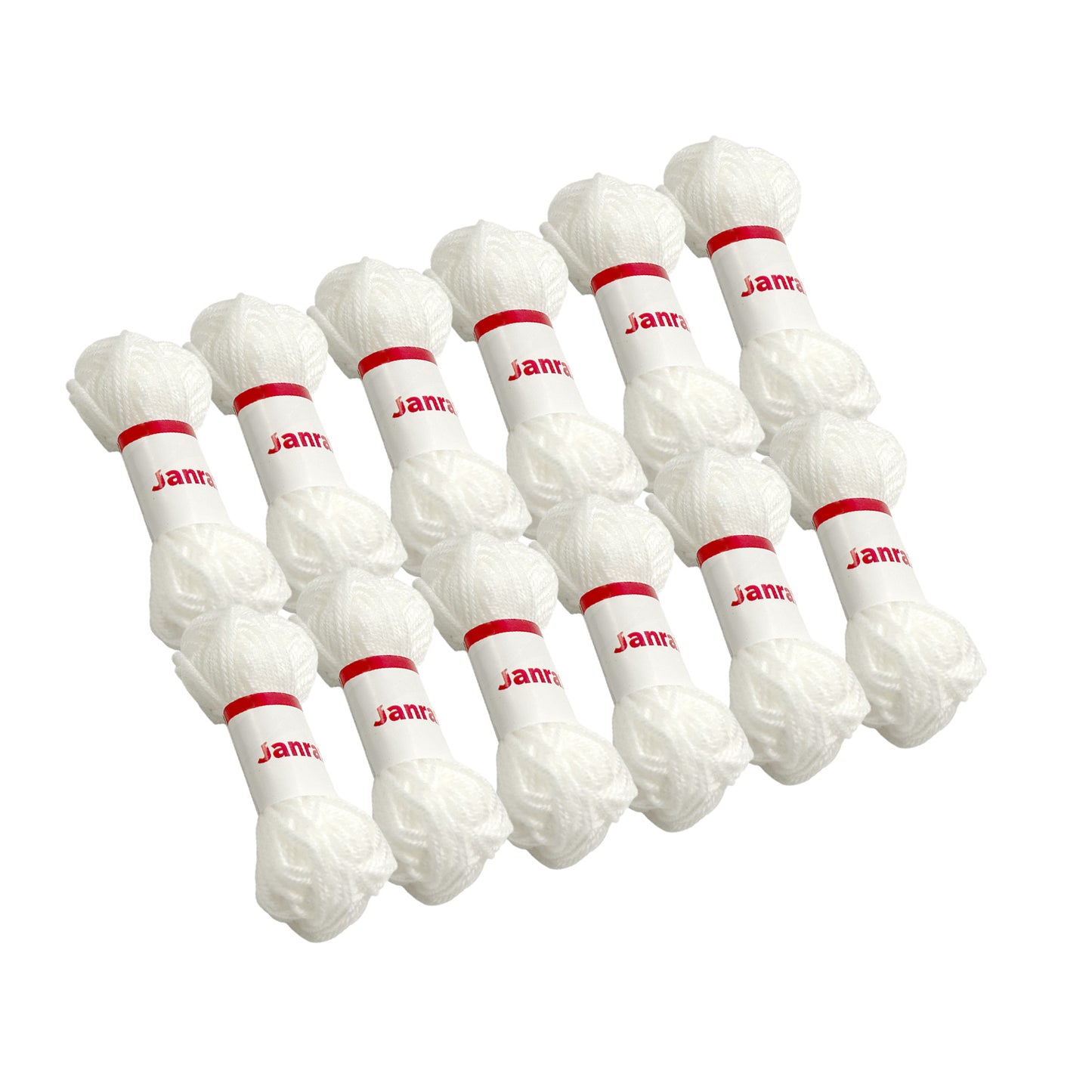 Pack of 10 White Acrylic Yarn Rolls – 10g each, 4 Strand 8 Ply Knitting Wool