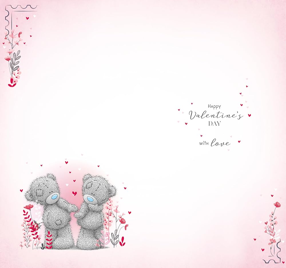 Bear Holding Up Big Heart Open Valentine's Day Card