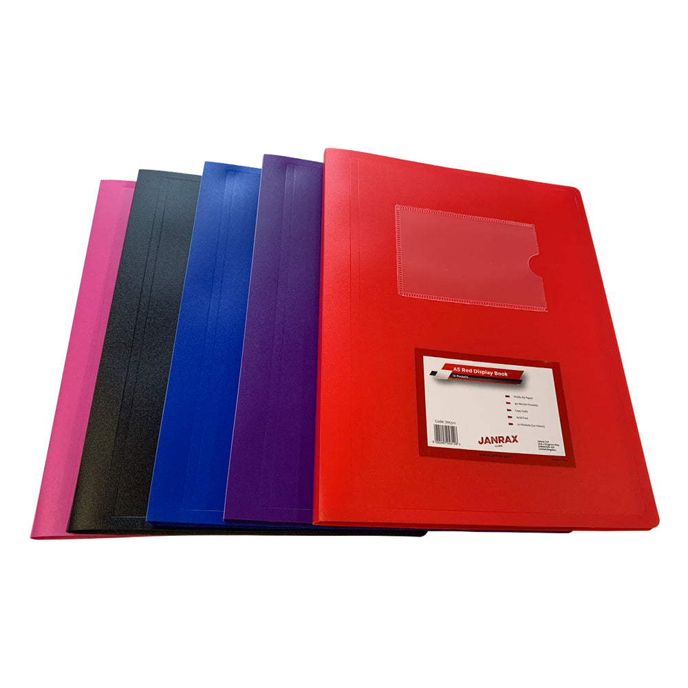 Pack of 10 A5 10 Pocket Blue Flexible Cover Display Books