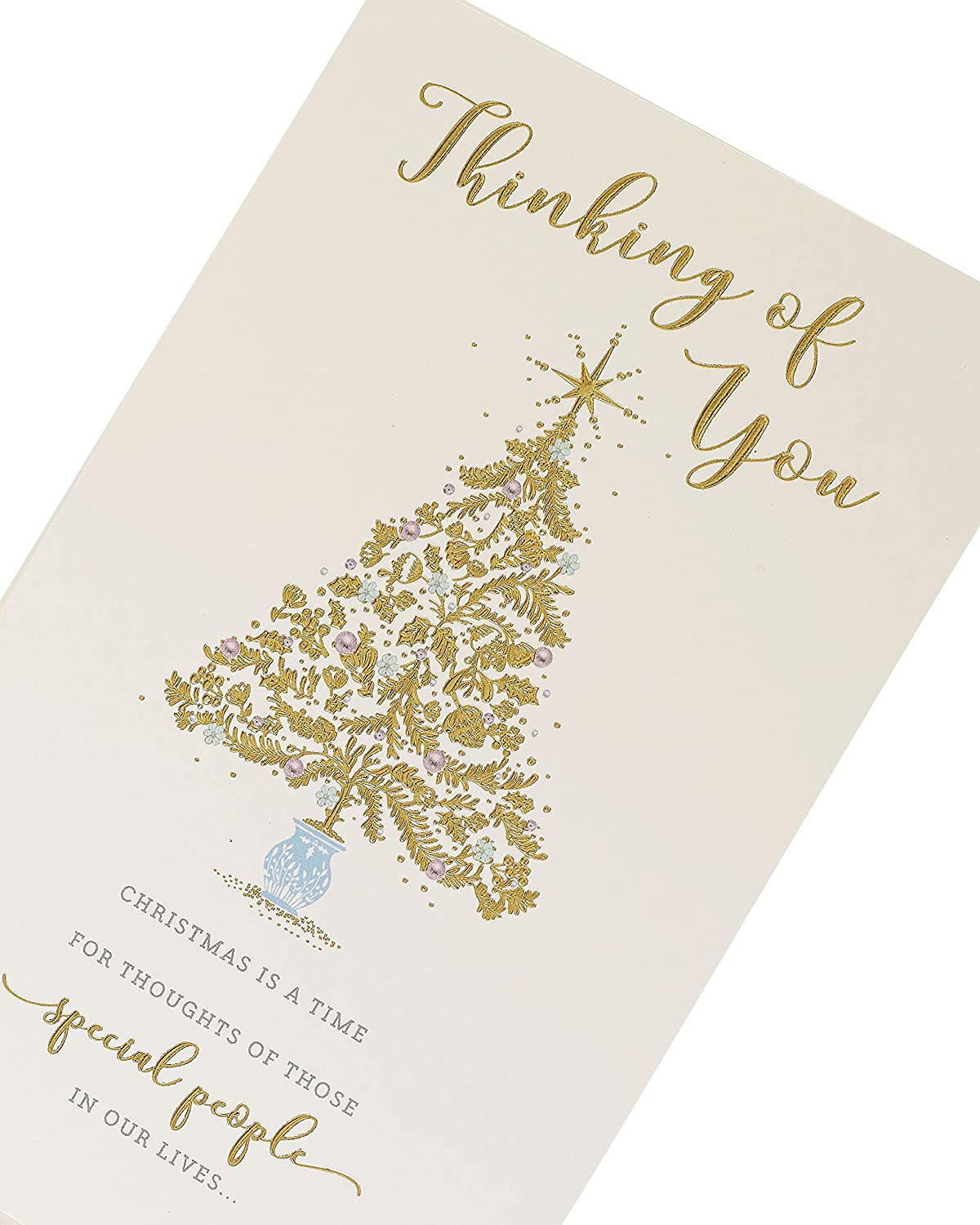Thinking Of You Christmas Card Gold Foil Decorative Tree From The The Gibson Range Foiled & Embossed Finish
