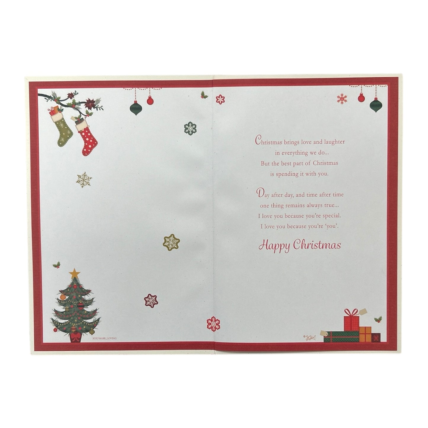 For The One I Love Gold Frame Design Christmas Card