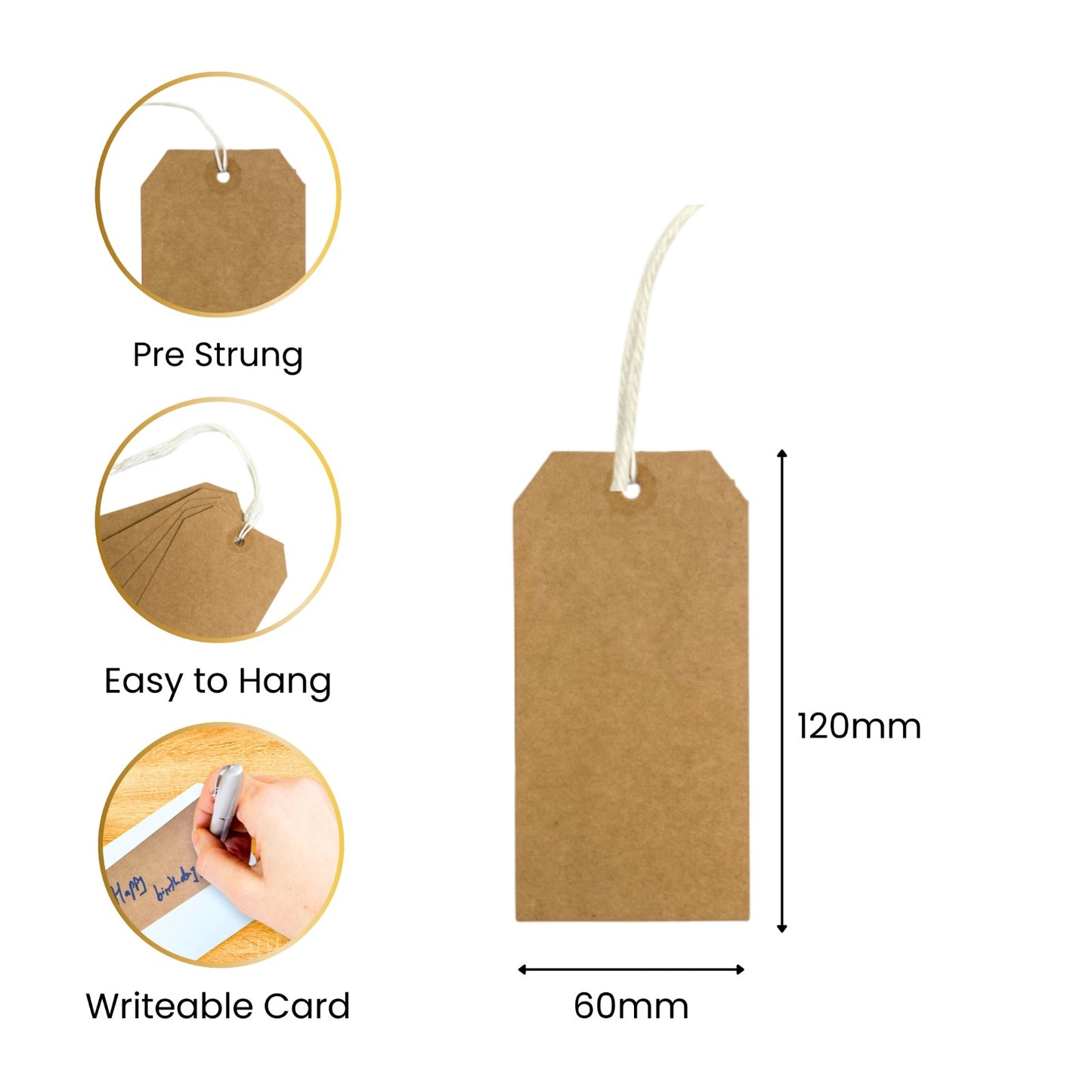 Pack of 20 Coloured Strung Tags 60 x 120mm