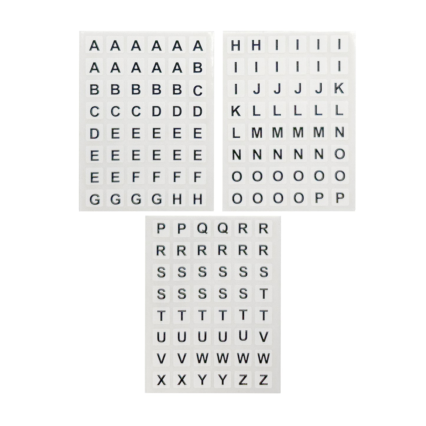 Pack of 144 Black on White A-Z Alphabet 12x12mm Self Adhesive Labels