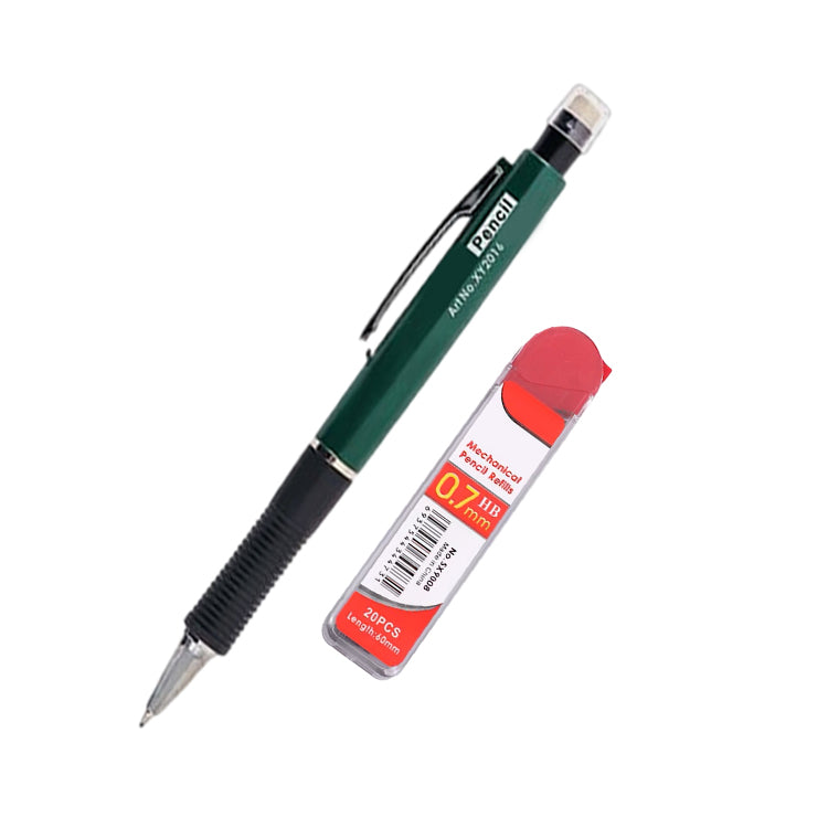 Set of 0.7mm Pen-Style Mechanical Pencil and HB Lead Refills – Smooth Writing, Anti-Slip Grip