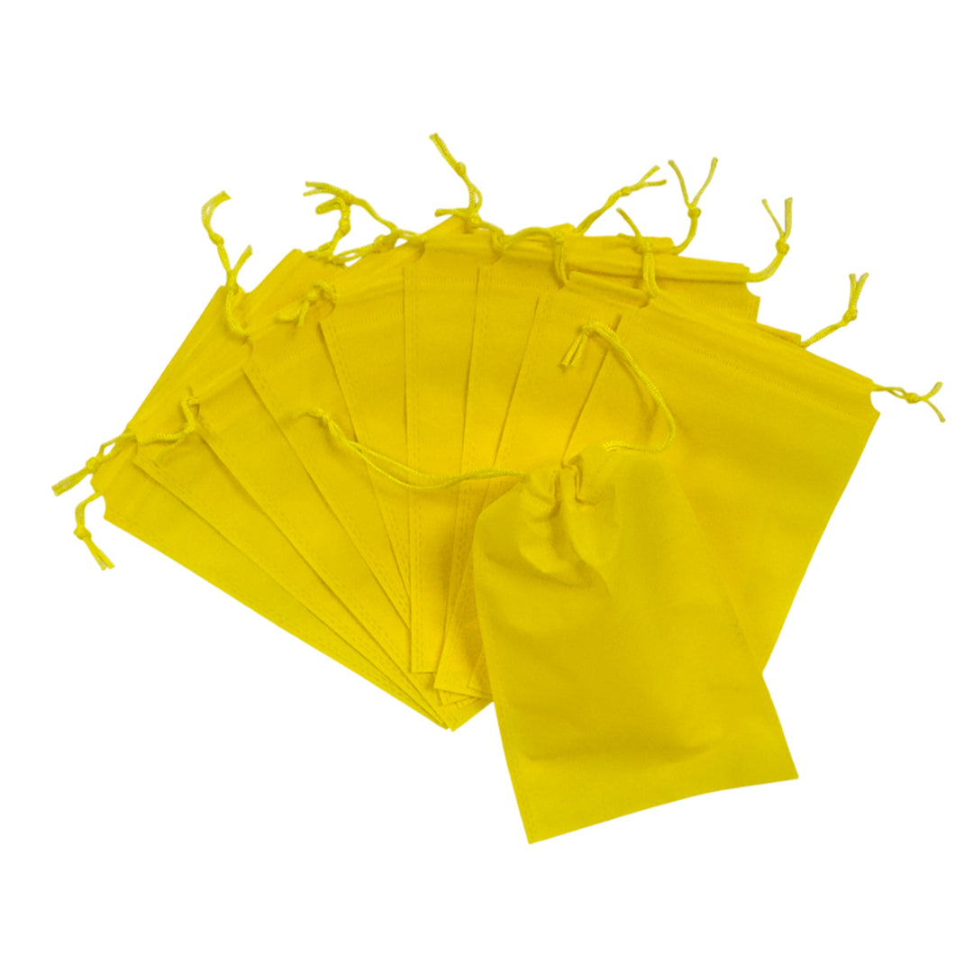 Pack of 100 Yellow Coloured 25x16cm Non-Woven Drawstring Bags