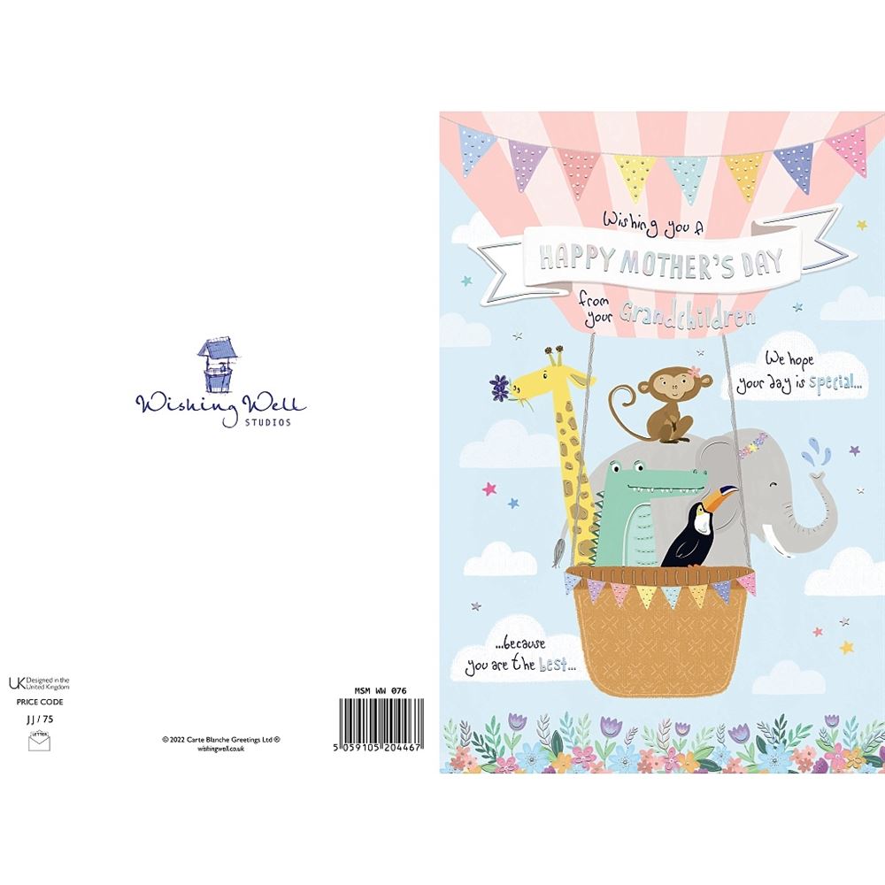 Air Balloon Design With Floral Border From Grandchildren Mother's Day Card