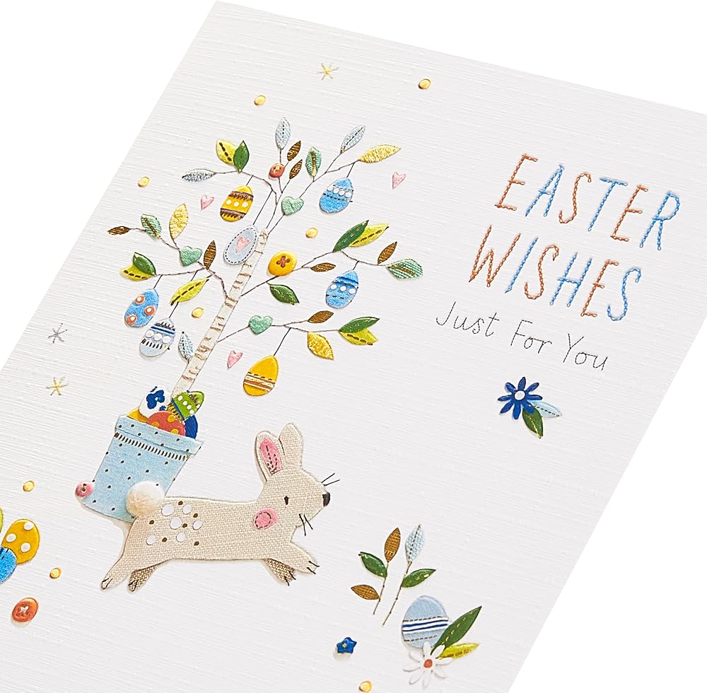 Button Box Bunny Design Just For You Easter Card