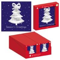 Pack of 6 Hand Crafted Layerd Foil Tree Design Christmas Cards