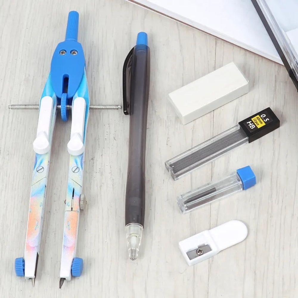 Metal Zinc Alloy Adjustable Compass Divider Math Set