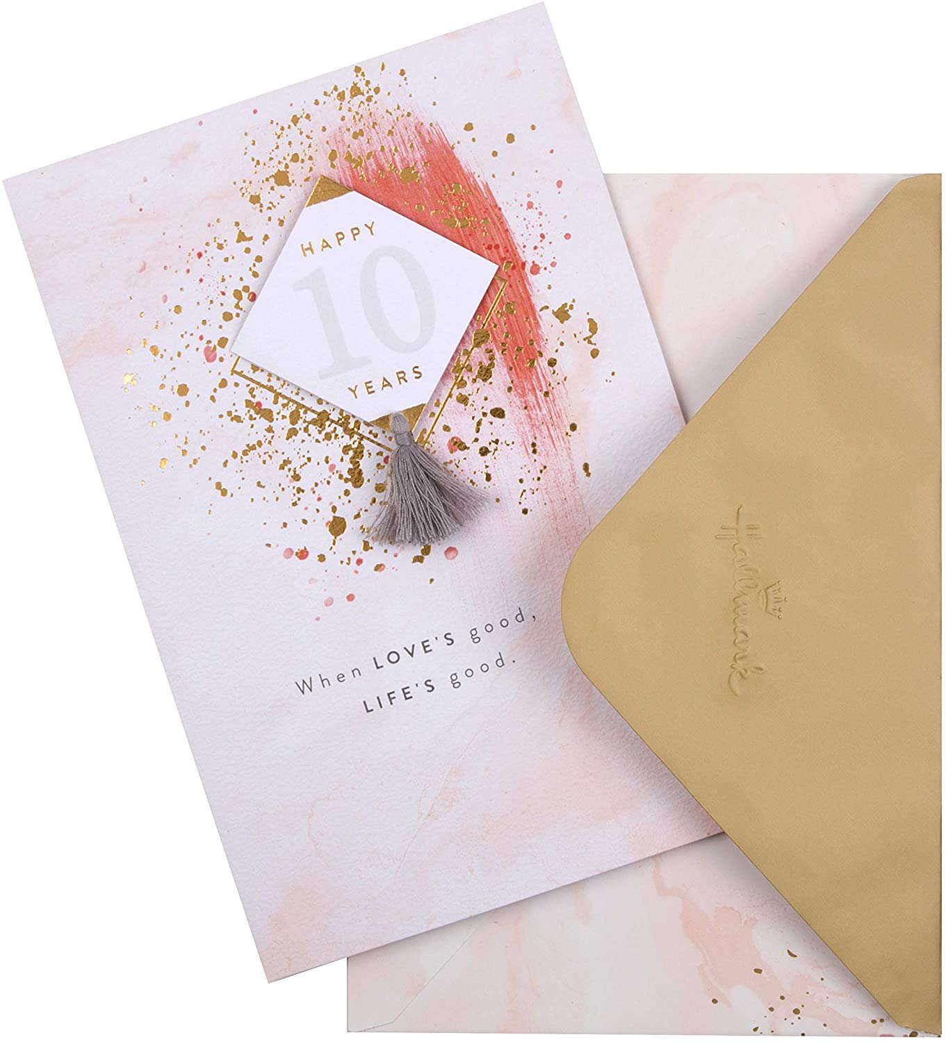 Happy 10th Watercolour Design Open Anniversary Card