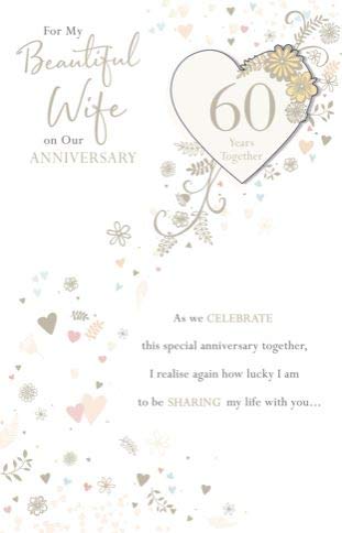Beautiful Wife Anniversary Card with Personalised Milestone Options 30, 40, 50, and 60 Years Togather