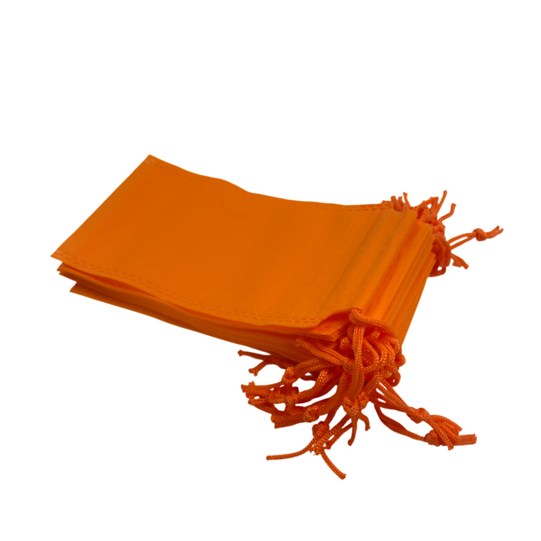 Pack of 25 Orange Coloured 43x34cm Non-Woven Drawstring Bags