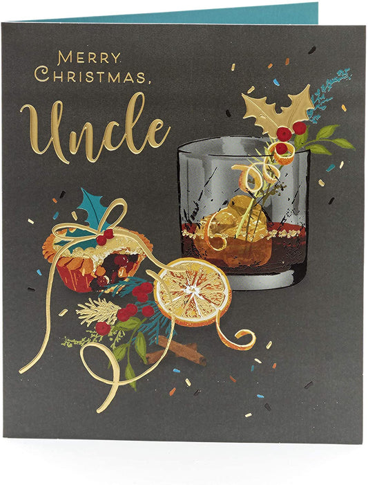 For An Uncle Classic And Sophisticated Foil Finished Christmas Card 
