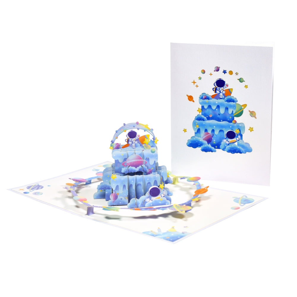 Astronaut and Planet Design Space Themed 3D Pop Up Greeting Card