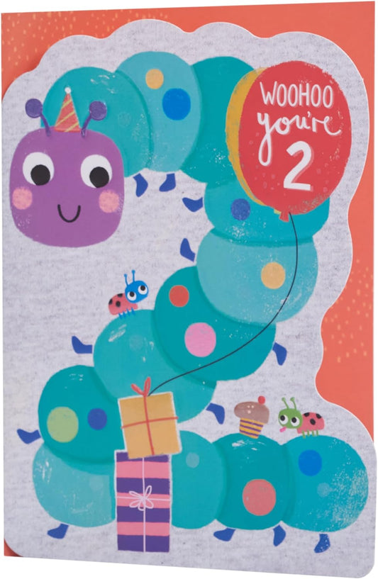 Caterpillar Design 2nd Birthday Card