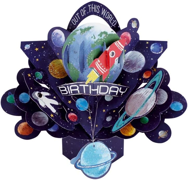 Space Design 3D Pop-Up Birthday Greeting Card