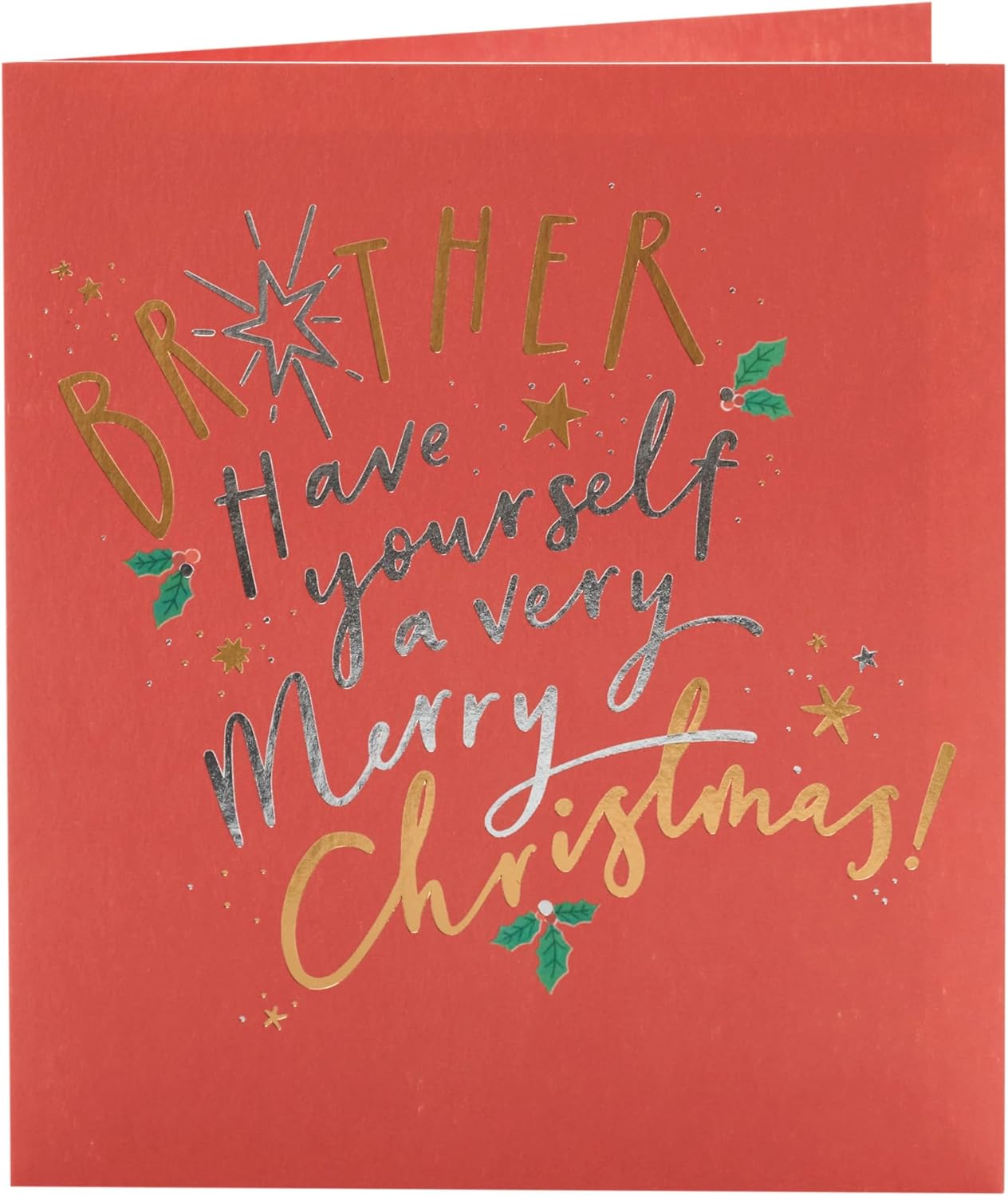 Brother Christmas Card Red & Gold Design