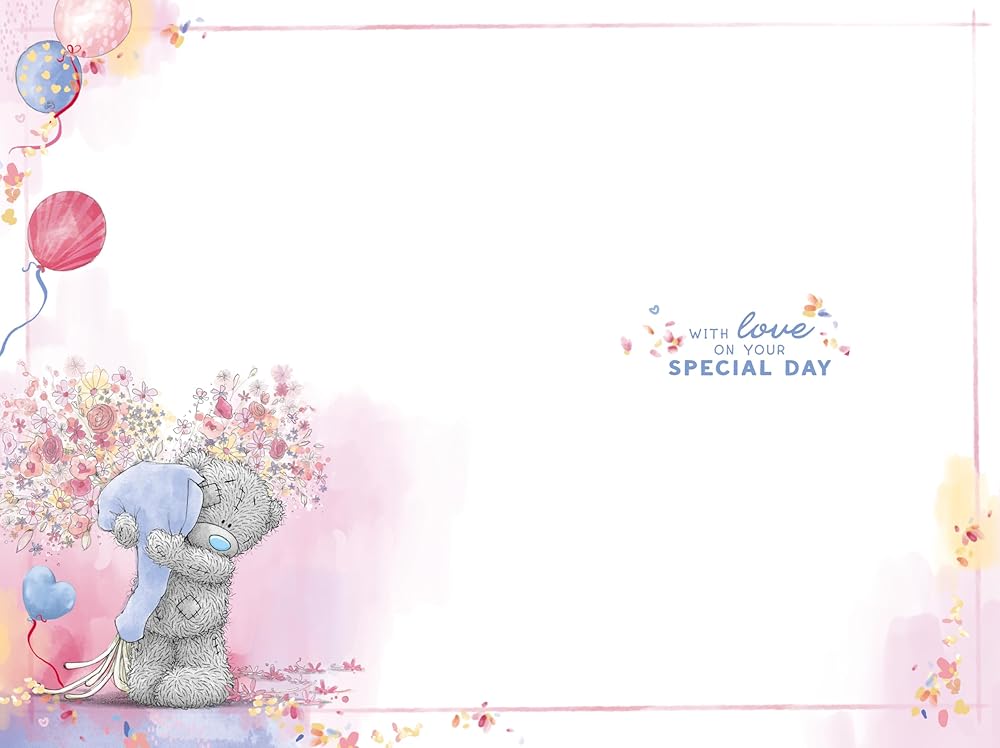 Bear With Bouquet Behind Back Fabulous Mum Birthday Card