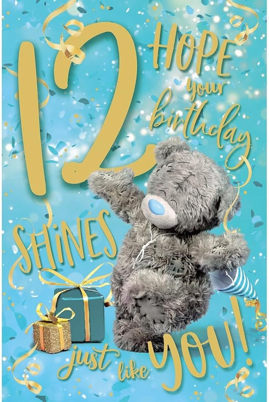 Bear With Party Hat Just Like You 12th Birthday Card