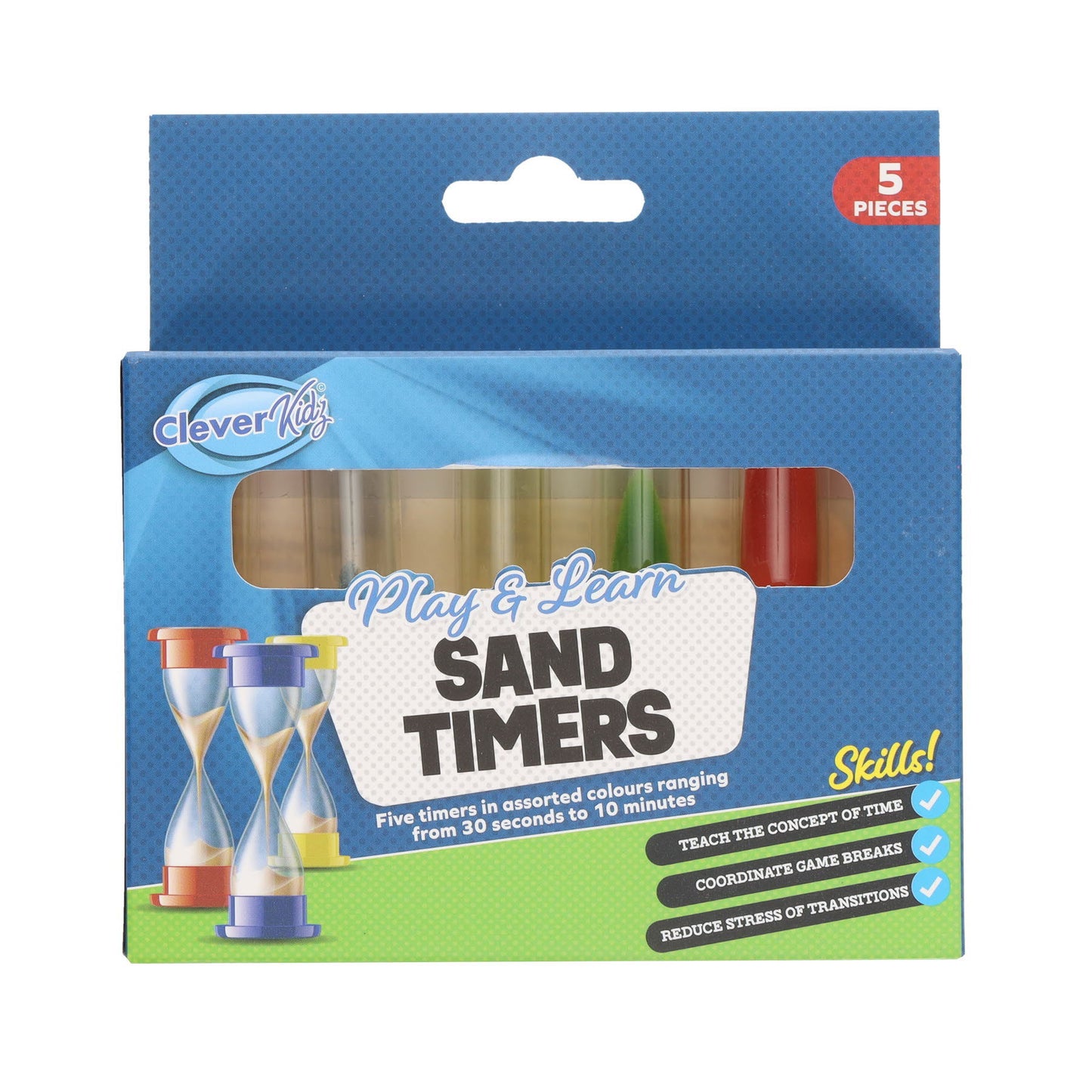 Pack of 5 Assorted Sand Timers by Cleaver Kidz