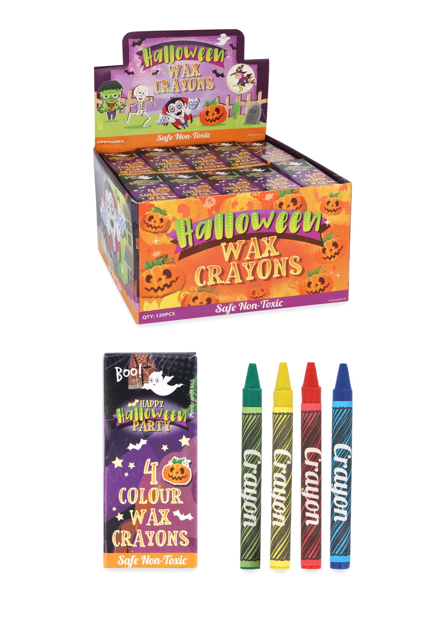 Pack of 4 8cm Mini Halloween Wax Crayons