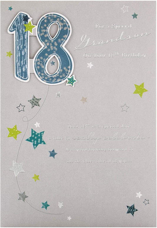 18th Birthday Card 'for Grandson' with Sentimental Verse