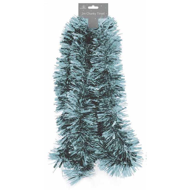 Pack of 6 2m Christmas Fine Cut Tinsel - Pale Blue