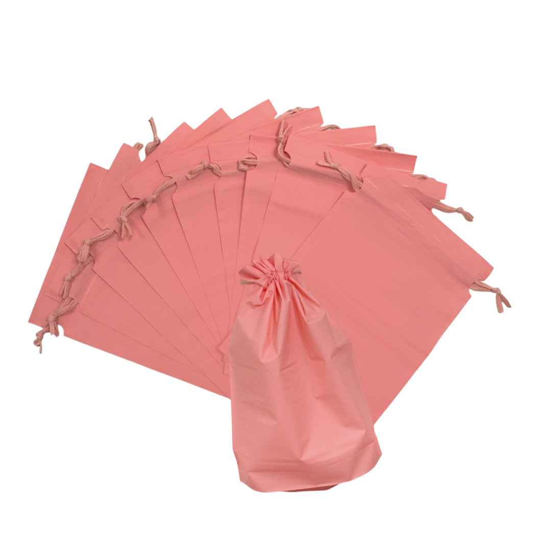 Pack of 50 Pink Coloured 21x29cm PEVA Frosted Drawstring Bags