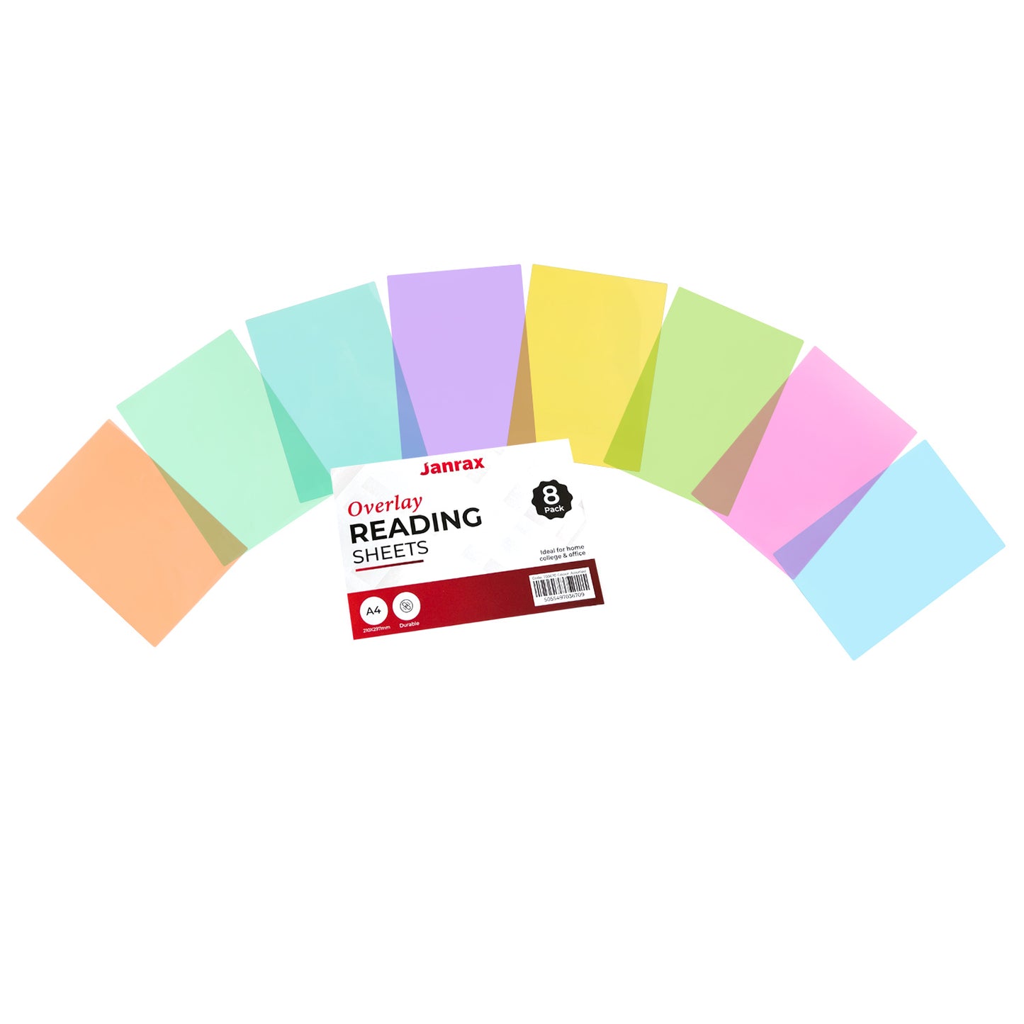 Pack of 24 A4 Plain Assorted Coloured Dyslexia Overlay Reading Sheets – PET Material, Rounded Corners