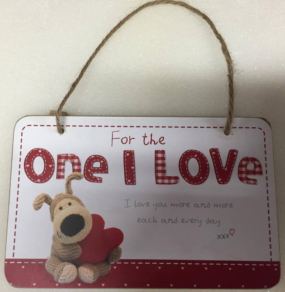Boofle Wooden Hanging Plaque - For The One I Love