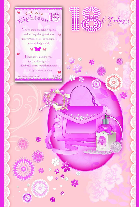 You're 18th Today! Keepsake Treasures Girl Birthday Card