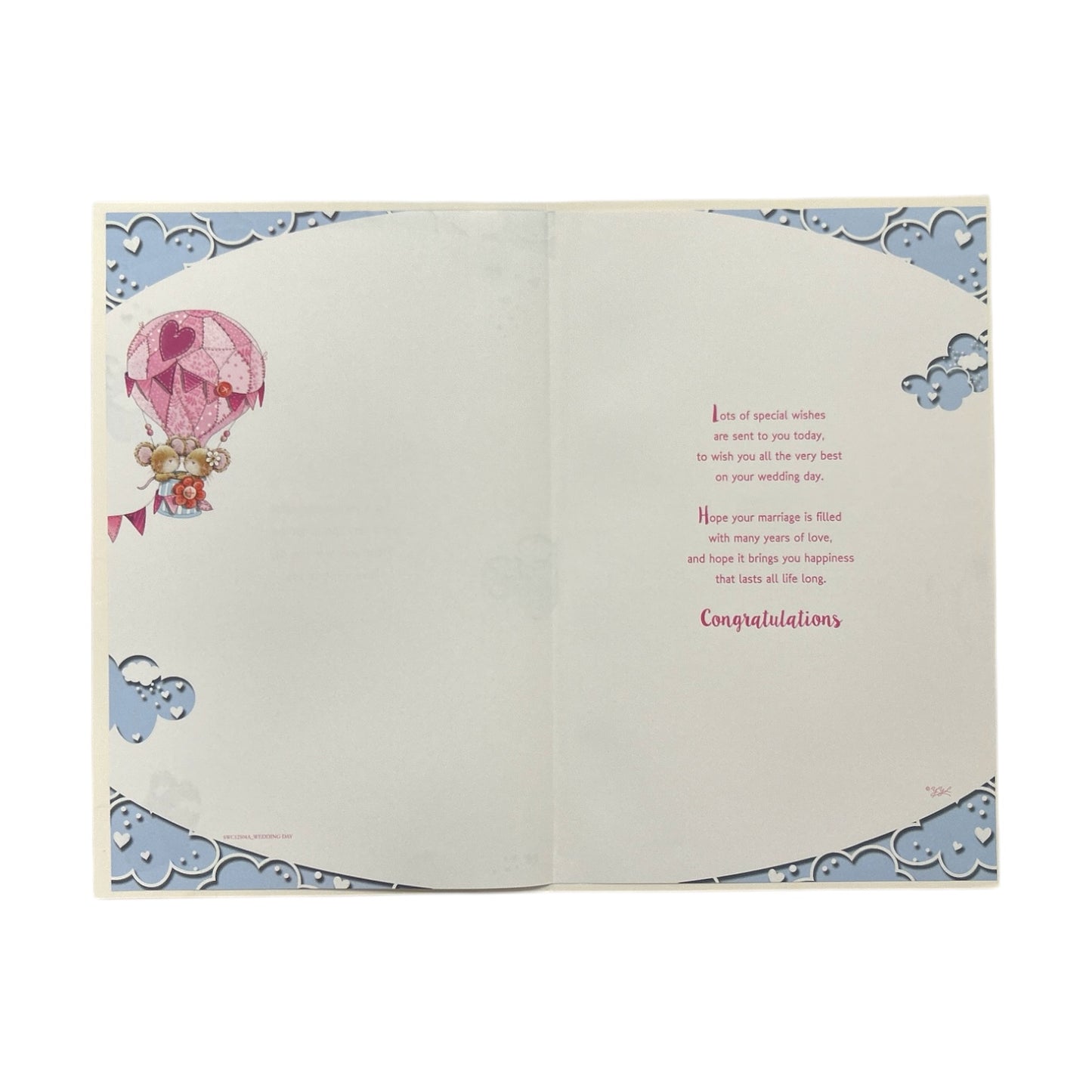 On Your Wedding Day Couple Mice Hot Air Balloon Design Congratulations Card