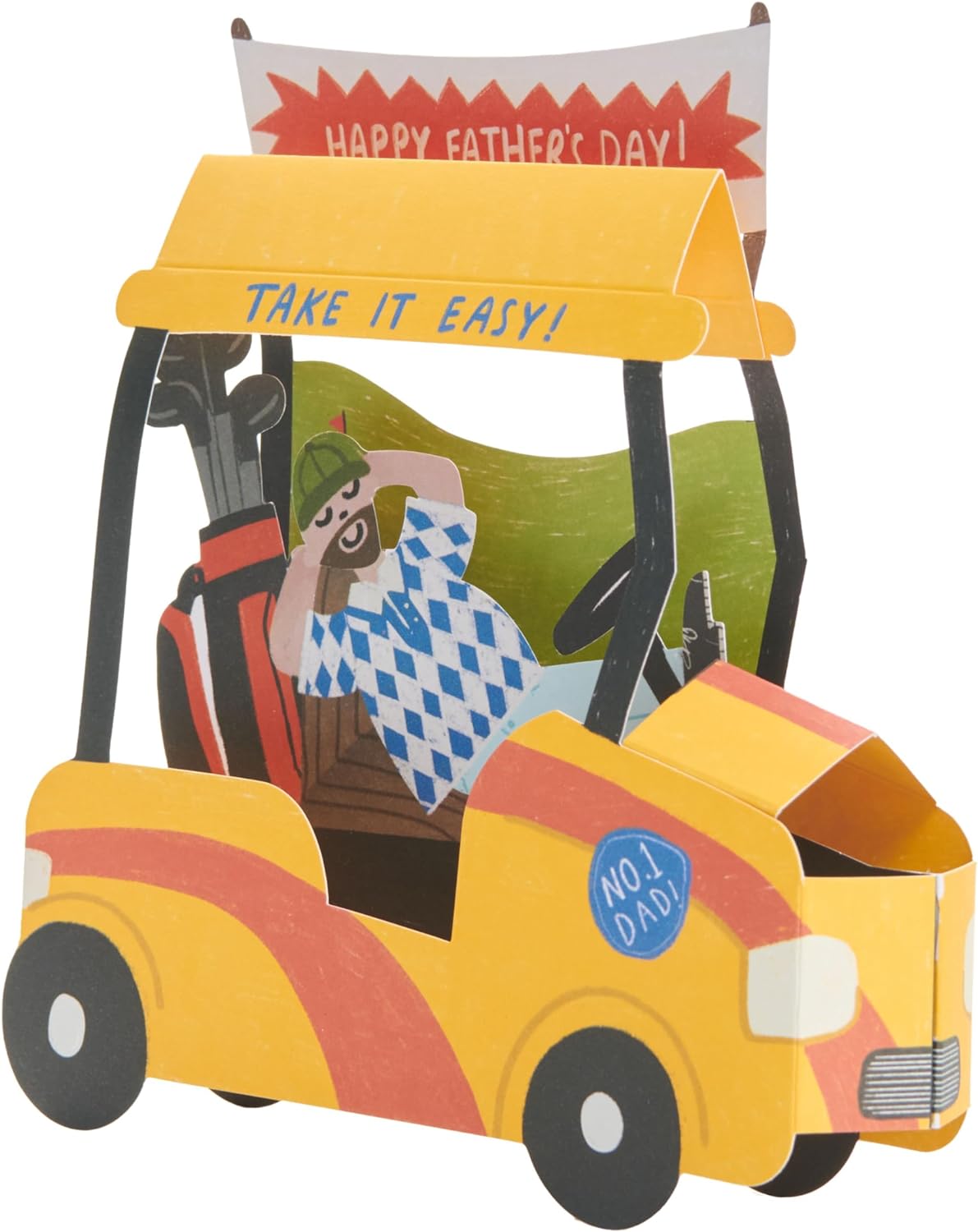 Pop-Up Golf Cart Design Dad Father's Day Card