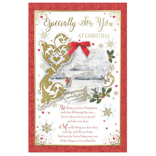 Especially For You Couple Walking in Winter Wonderland Design Christmas Card
