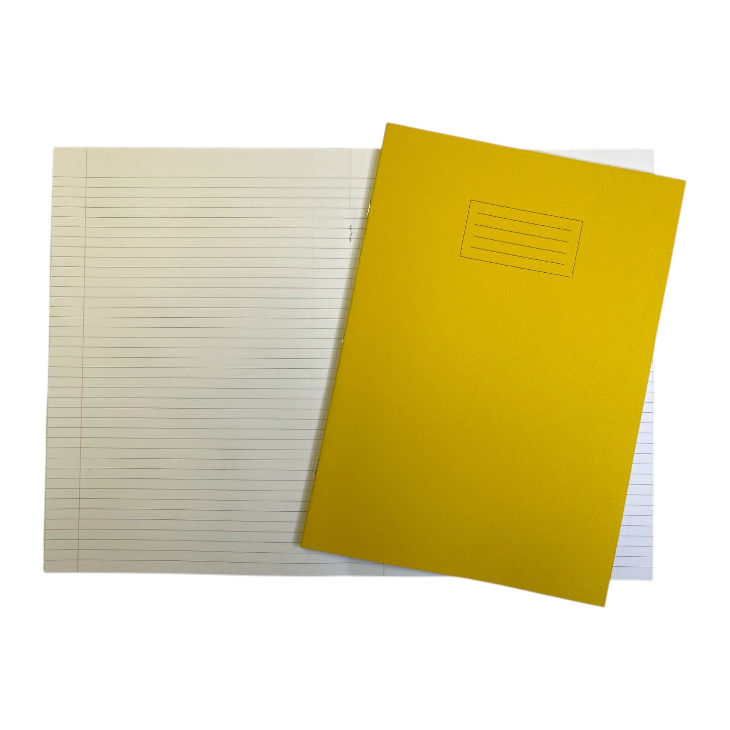 Pack of 50 Janrax A4+ Yellow 48 Page Feint Ruled and Margin Exercise Books WF Paper with 225gsm Manilla Cover 240x340mm Workbook