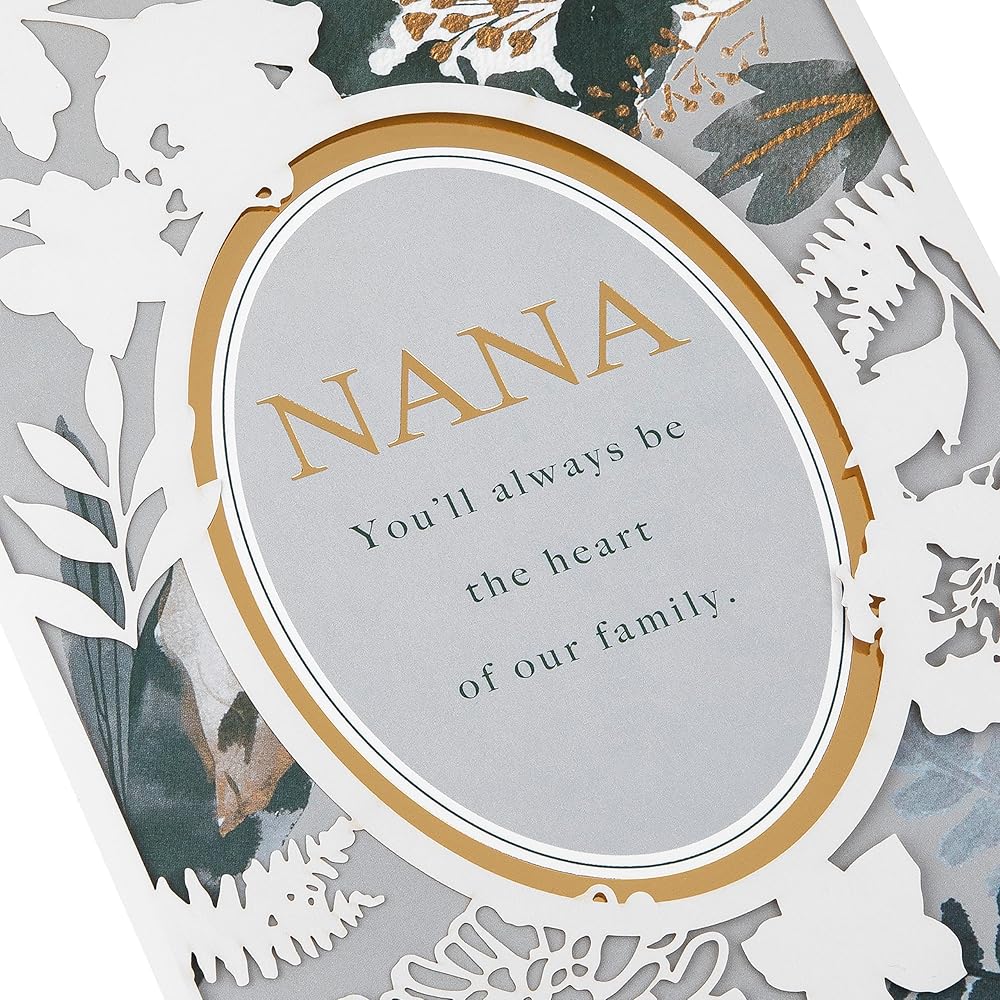 Floral Design with Gold Foil Laser Cut Details Nana Mother's Day Card