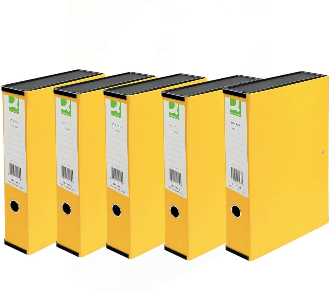 Pack of 5 75mm Foolscap Yellow Box Files