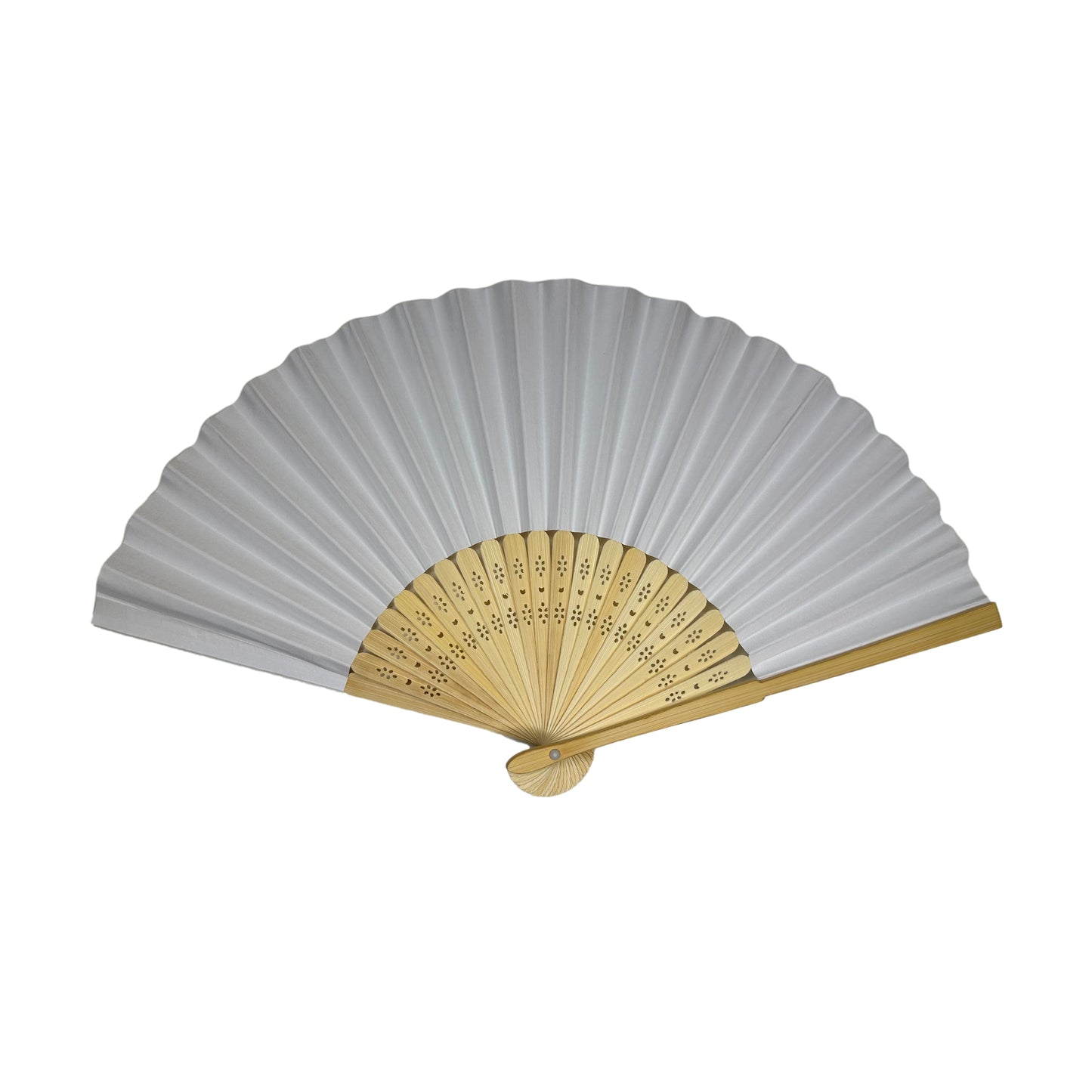 Pack of 50 White Paper Foldable Hand Held Bamboo Wooden Fans by Parev