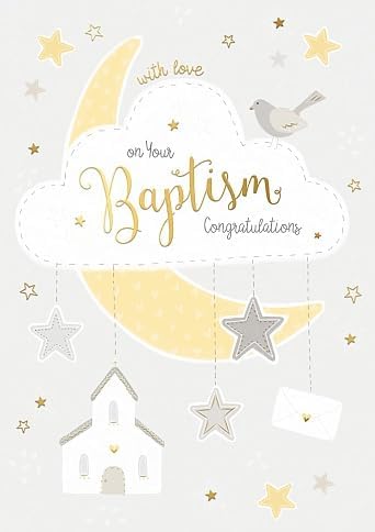 Cloud Moon And Stars Baptism Congratulations Card