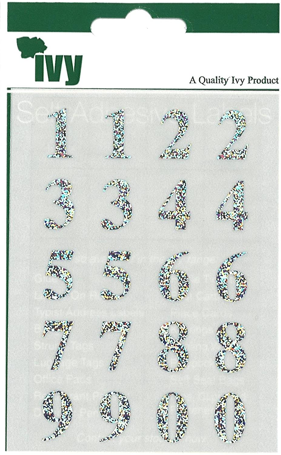 Pack of 40 1-10 Large Holographic Silver Labels