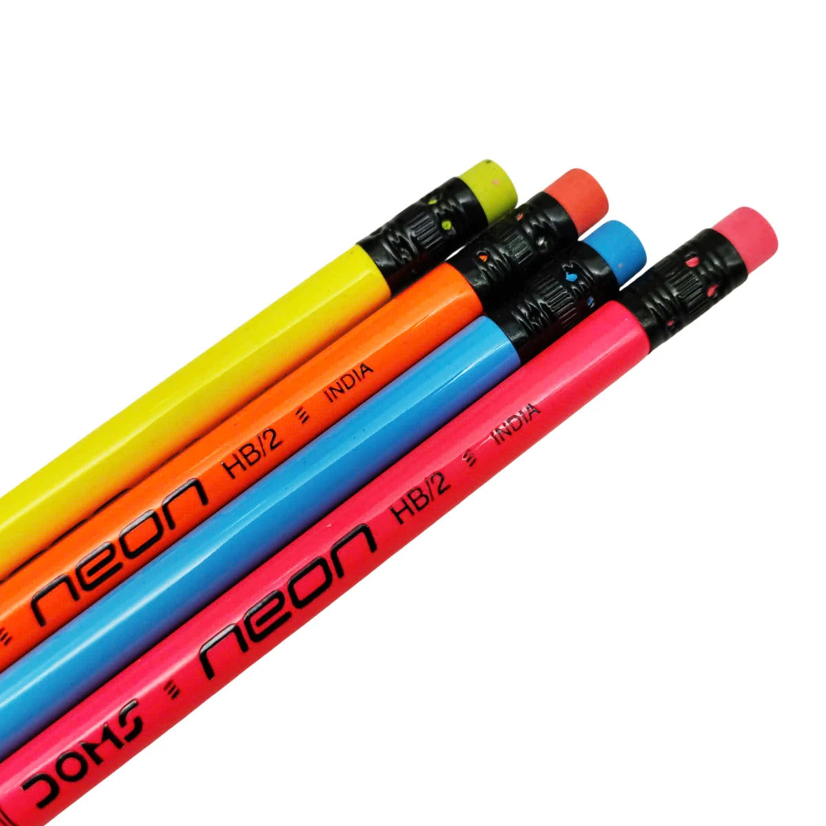Pack of 12 Neon Rubber Tipped Graphite Pencils With Sharpener